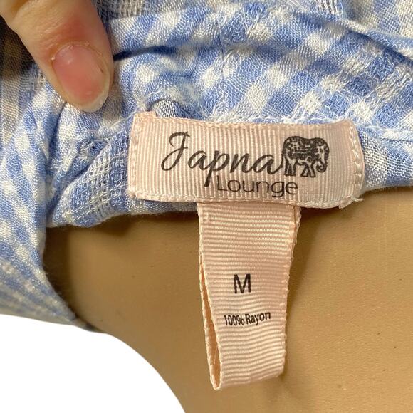 Japna Lounge NWT Blue White Gingham Check Robe + Cami Set Women's M - Picture 8 of 14